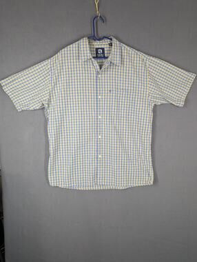 Kani Jeans Co Mens Shirt 2XL Plaid Blue Yellow Vintage